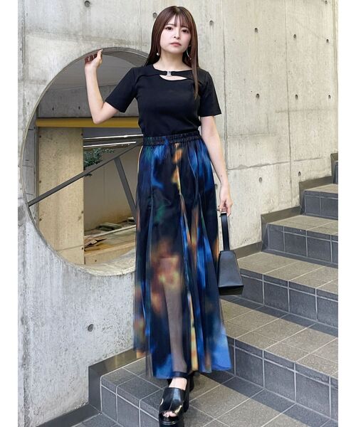 MURUA(ムルーア)の「シェイドフラワーチュールスカート(スカート・レディース・ブラック/ブルー/アイボリー・FREE)」の8枚目の写真