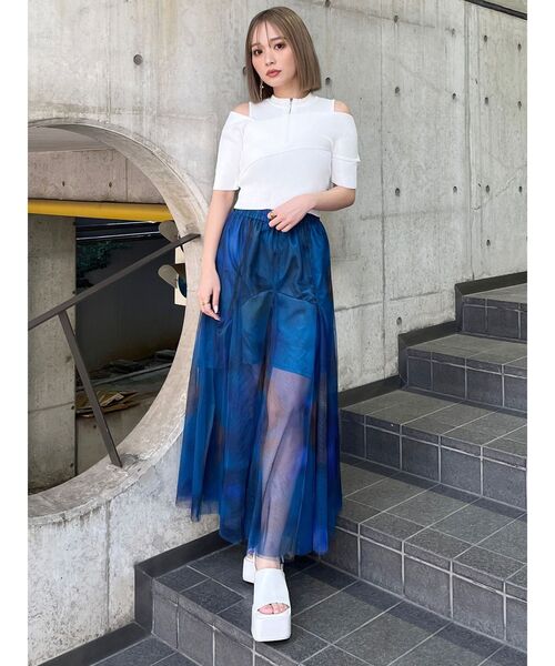 MURUA(ムルーア)の「シェイドフラワーチュールスカート(スカート・レディース・ブラック/ブルー/アイボリー・FREE)」の19枚目の写真