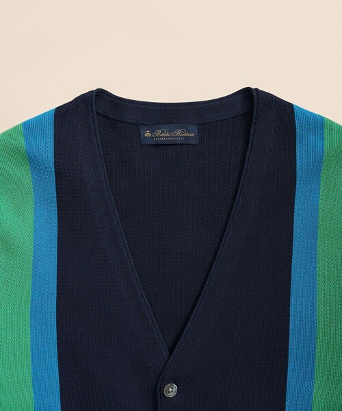 BROOKS BROTHERS（ブルックスブラザーズ）の「スーピマコットン カバナ リンクス Vネックカーディガン（カーディガン/ボレロ・メンズ・ネイビー・MEDIUM/SMALL/LARGE）」の2枚目の写真