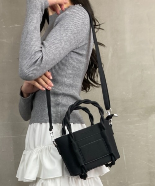 セール】ねじねじハンドル スクエアバッグ ミニバッグ 2way