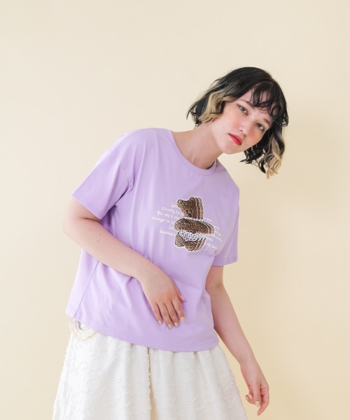 unica(ユニカ)の「ビートベアーphotoT(Tシャツ/カットソー・レディース・ライトパープル/オフホワイト・F)」の11枚目の写真