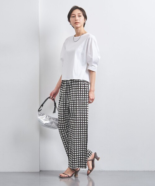 ユナイテッドアローズ　リネン チェック パッチポケット イージーパンツ UNITED ARROWS リネン チェック パッチポケット イージーパンツ
