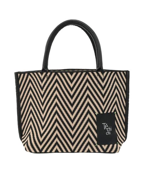 Te chichi（テチチ）の「へリンボーン柄ニットミニトート（ハンドバッグ・レディース・ブラック・F）」の2枚目の写真