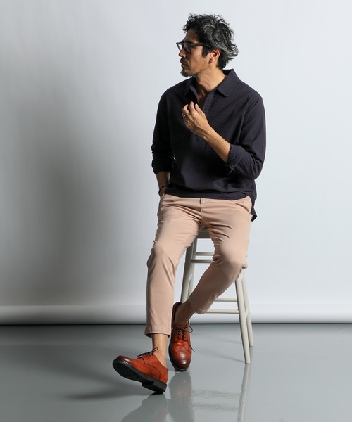 The DUFFER of ST.GEORGE（ザダファーオブセントジョージ）の「SEERSUCKER OVERDYE SKIPPER SHIRT：シアサッカーストライプ 製品染め スキッパーシャツ（シャツ/ブラウス・メンズ・ブラック/ホワイト/ネイビー・SMALL/MEDIUM/LARGE/X-LARGE）」の9枚目の写真