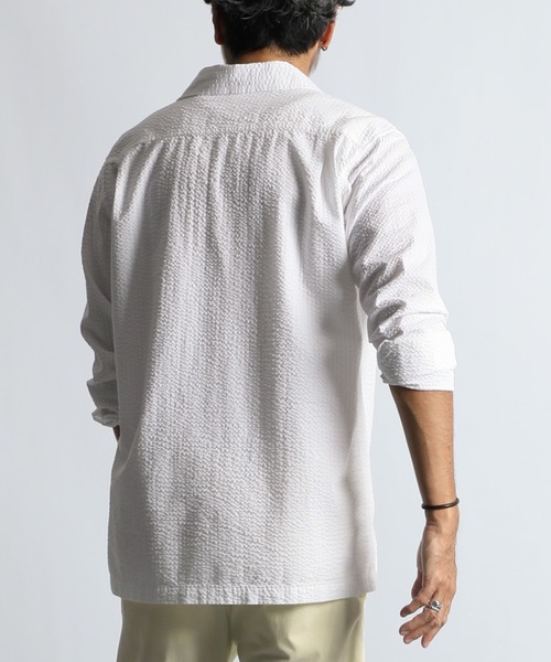 美品☆The DUFFER of ST.E 7分袖スキッパーシャツXL The DUFFER of ST.GEORGE（ザダファーオブセントジョージ）の