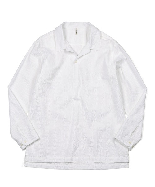 セール】SEERSUCKER OVERDYE SKIPPER SHIRT：シアサッカー