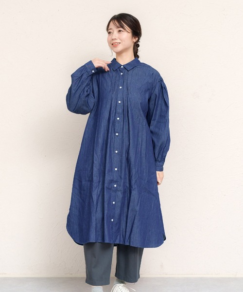 MARAI(マーライ)の「デニムシャツ長袖ワンピース(シャツワンピース・レディース・ブルー/ネイビー・フリー)」の8枚目の写真