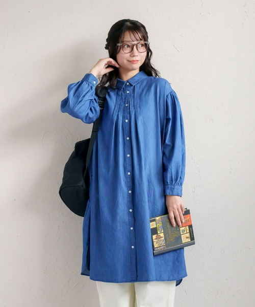 MARAI(マーライ)の「デニムシャツ長袖ワンピース(シャツワンピース・レディース・ブルー/ネイビー・フリー)」の12枚目の写真