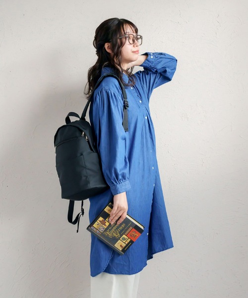 MARAI(マーライ)の「デニムシャツ長袖ワンピース(シャツワンピース・レディース・ブルー/ネイビー・フリー)」の14枚目の写真
