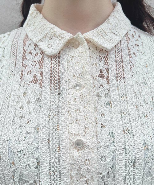 F i.n.t（フィント）の「ストライプレースシャツ/ fint　フィント（シャツ/ブラウス・レディース・アイボリー/ライトブルー・FREE）」の21枚目の写真