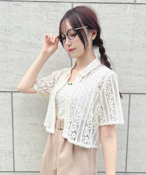 F i.n.t（フィント）の「ストライプレースシャツ/ fint　フィント（シャツ/ブラウス・レディース・アイボリー/ライトブルー・FREE）」の19枚目の写真