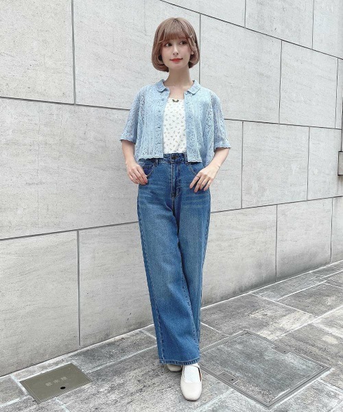 F i.n.t（フィント）の「ストライプレースシャツ/ fint　フィント（シャツ/ブラウス・レディース・アイボリー/ライトブルー・FREE）」の12枚目の写真