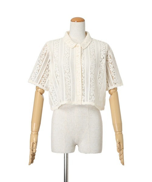 F i.n.t（フィント）の「ストライプレースシャツ/ fint　フィント（シャツ/ブラウス・レディース・アイボリー/ライトブルー・FREE）」の10枚目の写真