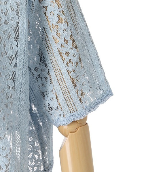 F i.n.t（フィント）の「ストライプレースシャツ/ fint　フィント（シャツ/ブラウス・レディース・アイボリー/ライトブルー・FREE）」の6枚目の写真