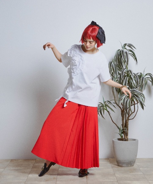 manana suerte(マニャーナスエルテ)の「ローズフリルTシャツ(Tシャツ/カットソー・レディース・ホワイト/ブラック・FREE)」の15枚目の写真