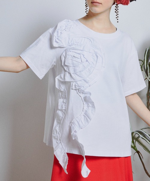 新品　完売　manana suerte ローズフリルTシャツ manana suerte tシャツ ローズフリルTシャツ レディース