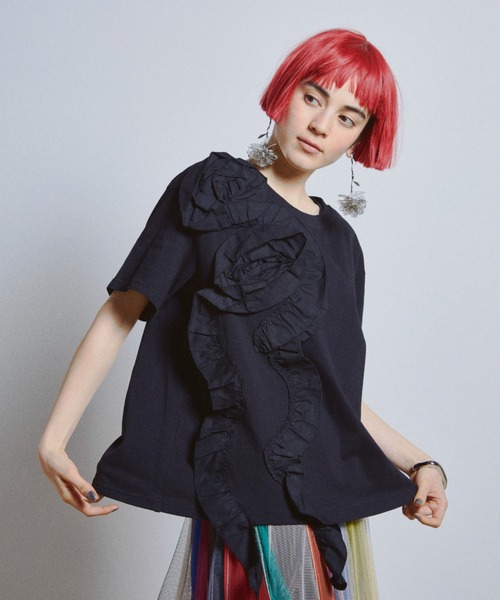 manana suerte(マニャーナスエルテ)の「ローズフリルTシャツ(Tシャツ/カットソー・レディース・ホワイト/ブラック・FREE)」の17枚目の写真