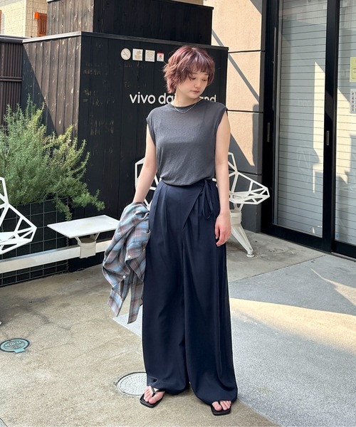 PILIT（ピリット）の「サイドリボン ラップワイドパンツ（その他パンツ・レディース・ブルー/ブラック/ネイビー・SMALL/MEDIUM）」の5枚目の写真