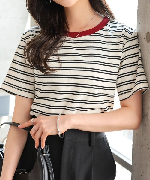 Petitle（プチレ）の「[ 低身長向けサイズ ] 選べる3サイズ ベーシック半袖Tシャツ（Tシャツ/カットソー・レディース・ブラック/ホワイト系その他/チャコール/オフホワイト/アイボリー系・PL/PM/PS）」の17枚目の写真