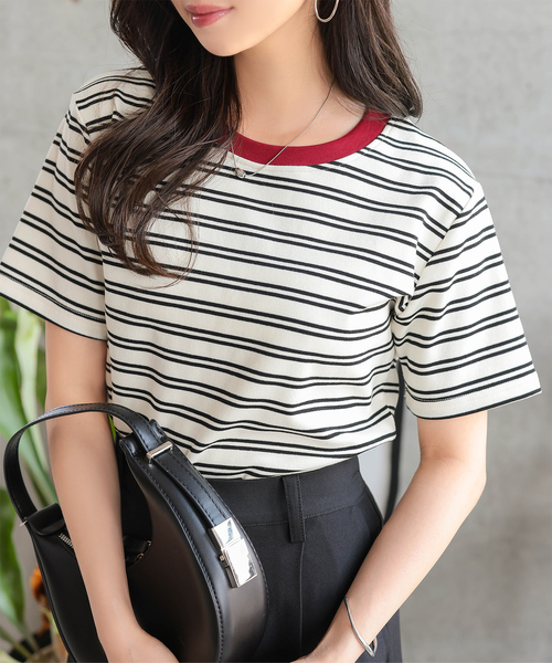 Petitle（プチレ）の「[ 低身長向けサイズ ] 選べる3サイズ ベーシック半袖Tシャツ（Tシャツ/カットソー・レディース・ブラック/ホワイト系その他/チャコール/オフホワイト/アイボリー系・PL/PM/PS）」の22枚目の写真