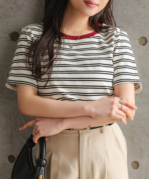 Petitle（プチレ）の「[ 低身長向けサイズ ] 選べる3サイズ ベーシック半袖Tシャツ（Tシャツ/カットソー・レディース・ブラック/ホワイト系その他/チャコール/オフホワイト/アイボリー系・PL/PM/PS）」の20枚目の写真