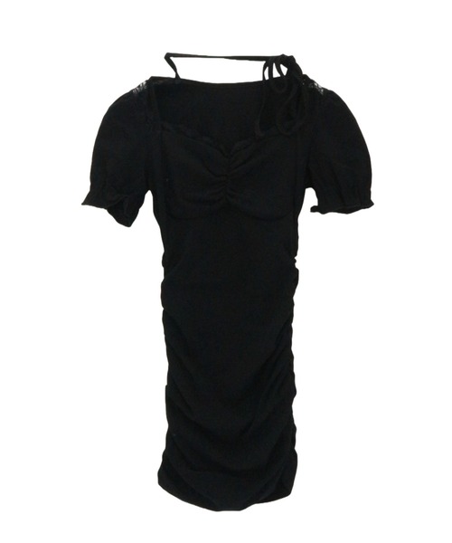 ALLuRing ChaRm(アリュリングチャーム)の「ALLuRing ChaRm × c_mk7o Ruffle Neck Mini Dress / ラッフルネックミニワンピース(ワンピース・レディース・ブラック/ホワイト・FREE)」の9枚目の写真