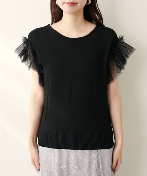 natural couture(ナチュラルクチュール)の「【WEB限定】チュールフリルドッキングニット(ニット/セーター・レディース・サックスブルー/グレイッシュベージュ/ブラック/オフホワイト/ピンク系その他・FREE)」の22枚目の写真