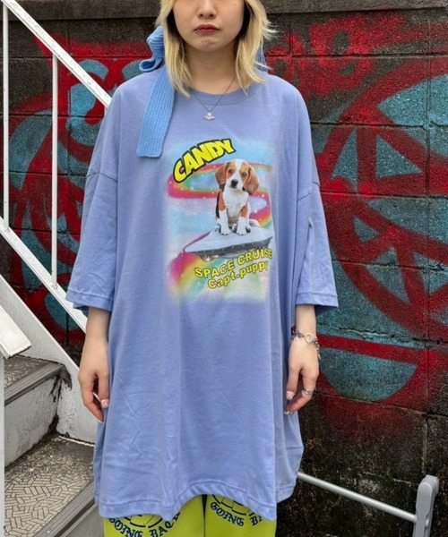 Candy Stripper(キャンディストリッパー)の「SPACE CRUISE BIG BIG Tシャツ(Tシャツ/カットソー・レディース・ブラック/オフホワイト/ライトグリーン/ブルー・FREE)」の1枚目の写真