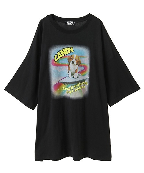 Candy Stripper(キャンディストリッパー)の「SPACE CRUISE BIG BIG Tシャツ(Tシャツ/カットソー・レディース・ブラック/オフホワイト/ライトグリーン/ブルー・FREE)」の3枚目の写真