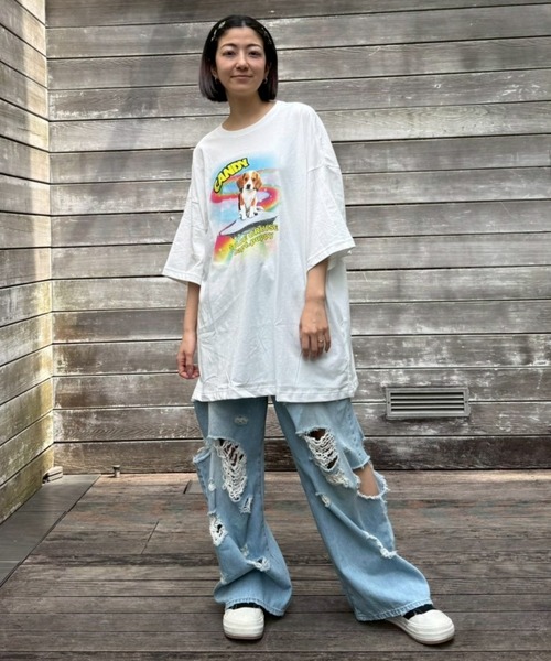 Candy Stripper(キャンディストリッパー)の「SPACE CRUISE BIG BIG Tシャツ(Tシャツ/カットソー・レディース・ブラック/オフホワイト/ライトグリーン/ブルー・FREE)」の12枚目の写真