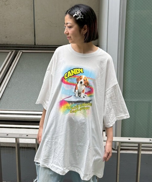 Candy Stripper(キャンディストリッパー)の「SPACE CRUISE BIG BIG Tシャツ(Tシャツ/カットソー・レディース・ブラック/オフホワイト/ライトグリーン/ブルー・FREE)」の10枚目の写真
