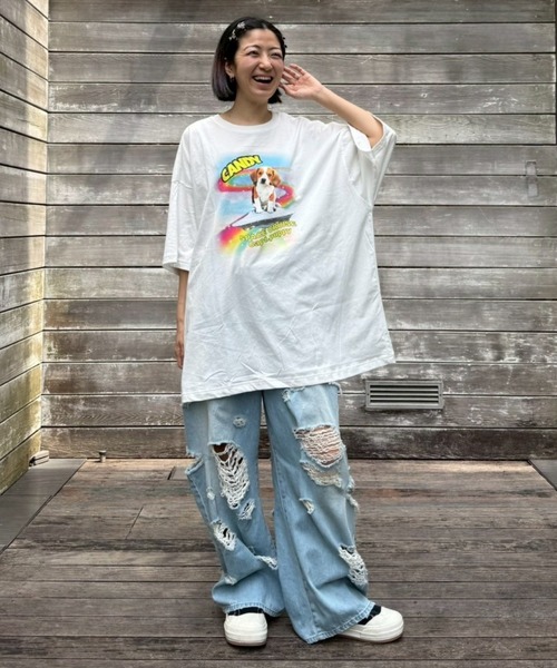Candy Stripper(キャンディストリッパー)の「SPACE CRUISE BIG BIG Tシャツ(Tシャツ/カットソー・レディース・ブラック/オフホワイト/ライトグリーン/ブルー・FREE)」の13枚目の写真