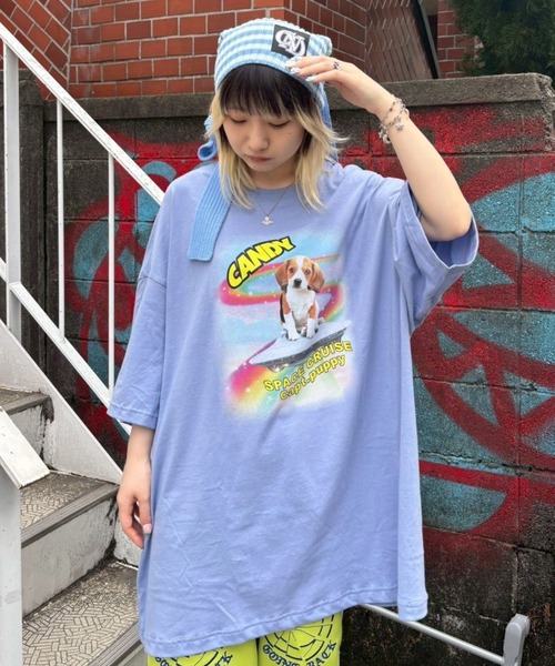 Candy Stripper(キャンディストリッパー)の「SPACE CRUISE BIG BIG Tシャツ(Tシャツ/カットソー・レディース・ブラック/オフホワイト/ライトグリーン/ブルー・FREE)」の17枚目の写真