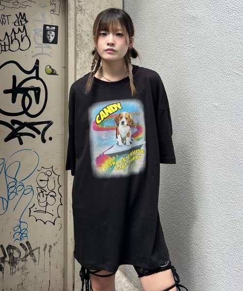 Candy Stripper(キャンディストリッパー)の「SPACE CRUISE BIG BIG Tシャツ(Tシャツ/カットソー・レディース・ブラック/オフホワイト/ライトグリーン/ブルー・FREE)」の21枚目の写真