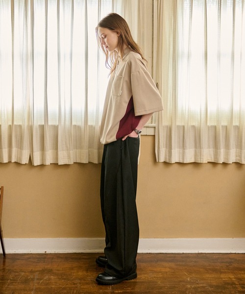 セール】CURVE STITCH EASY WIDE SLACKS /カーブステッチ