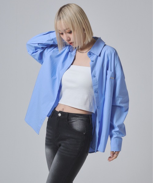 ENVYM（アンビー）の「オーバーシルエットシャツ（シャツ/ブラウス・レディース・ホワイト/ブルー/ピンク・FREE）」の8枚目の写真