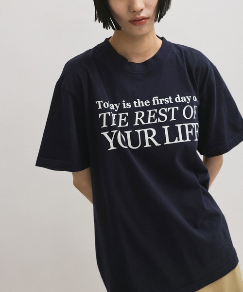 HEAR MY NAME（ヒアマイネーム）の「【HEAR MY NAME（ヒア マイネーム）】SS TEE（Tシャツ/カットソー・レディース・ホワイト/ネイビー・FREE）」の8枚目の写真