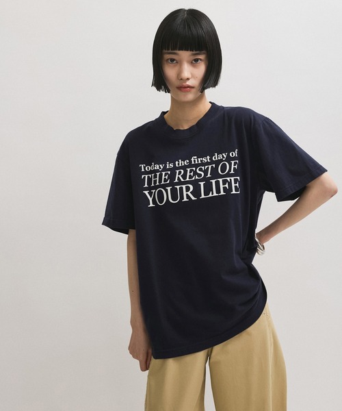 HEAR MY NAME（ヒアマイネーム）の「【HEAR MY NAME（ヒア マイネーム）】SS TEE（Tシャツ/カットソー・レディース・ホワイト/ネイビー・FREE）」の9枚目の写真