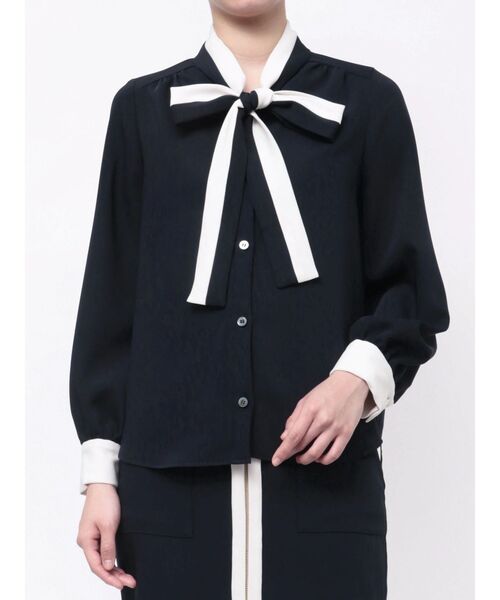 TONAL（トーナル）の「バイカラーハーフボウタイブラウス（シャツ/ブラウス・レディース・ライトブルー/ネイビー/グレー/オフホワイト・MEDIUM）」の14枚目の写真