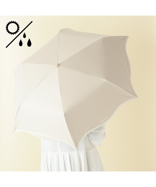 遮光率・UVカット率100％生地使用】ウェーブパイピング 折りたたみ傘
