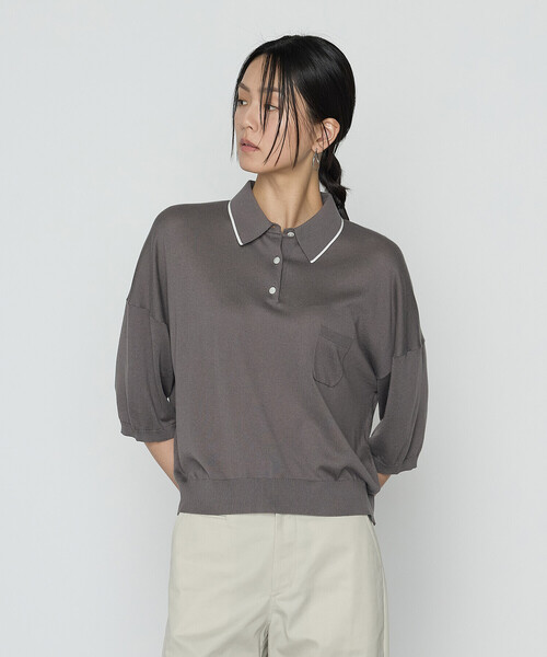 14G天竺編 ポロニットプルオーバー（ニット/セーター）｜COMME CA