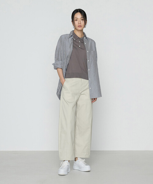 COMME CA（コムサ）の「14G天竺編 ポロニットプルオーバー（ニット/セーター・レディース・グレー/ネイビー・FREE）」の5枚目の写真