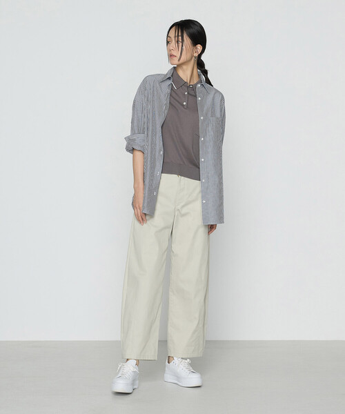 COMME CA（コムサ）の「14G天竺編 ポロニットプルオーバー（ニット/セーター・レディース・グレー/ネイビー・FREE）」の6枚目の写真