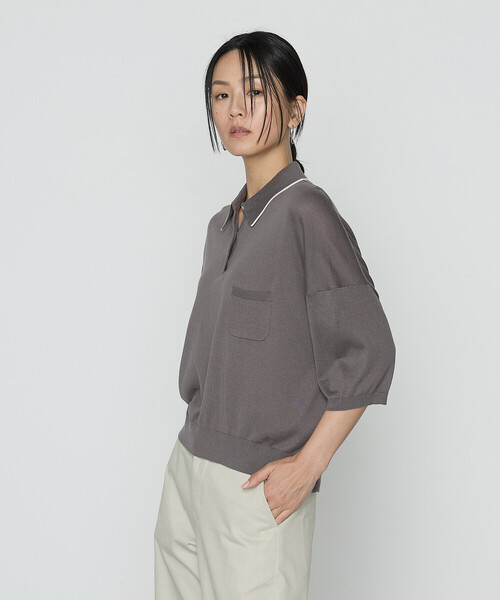 14G天竺編 ポロニットプルオーバー（ニット/セーター）｜COMME CA