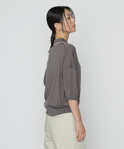 COMME CA（コムサ）の「14G天竺編 ポロニットプルオーバー（ニット/セーター・レディース・グレー/ネイビー・FREE）」の10枚目の写真