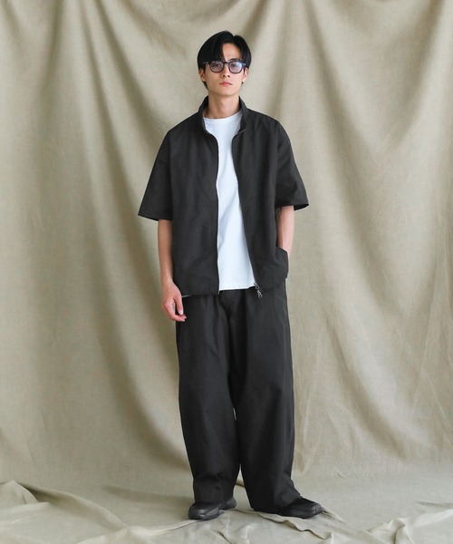 VERON(ヴァロン)の「コットンナイロンギャバスタンドネックフルジップ半袖シャツジャケット(その他アウター・メンズ・ブラック/カーキ/オリーブ・L/M)」の12枚目の写真