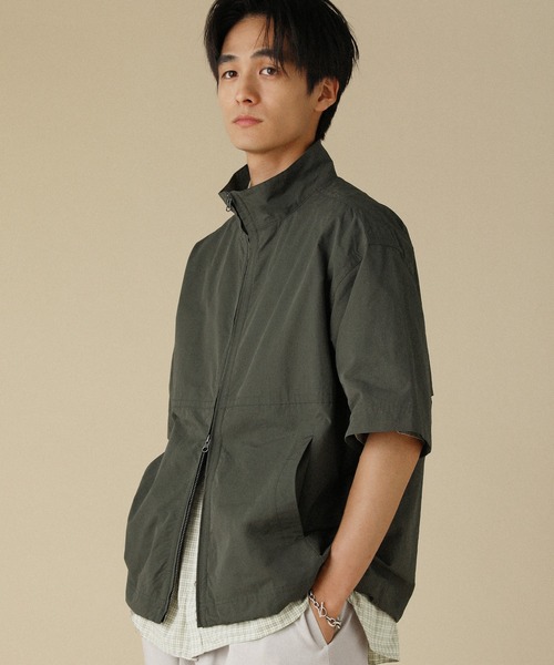 VERON(ヴァロン)の「コットンナイロンギャバスタンドネックフルジップ半袖シャツジャケット(その他アウター・メンズ・ブラック/カーキ/オリーブ・L/M)」の15枚目の写真