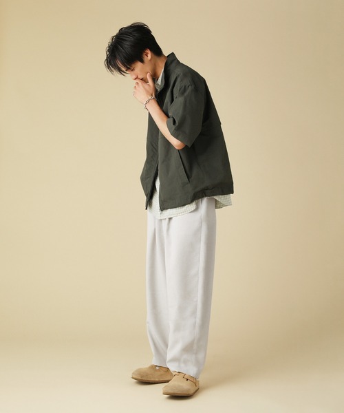 VERON(ヴァロン)の「コットンナイロンギャバスタンドネックフルジップ半袖シャツジャケット(その他アウター・メンズ・ブラック/カーキ/オリーブ・L/M)」の22枚目の写真