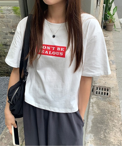 MAISON DE THERESE(メゾン ド テレーズ)の「プリント ショート丈Tシャツ(Tシャツ/カットソー・レディース・ホワイト・FREE)」の1枚目の写真