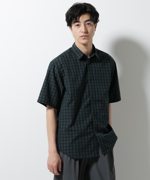 NANO universe（ナノユニバース）の「オリジナルギンガムシャツ 半袖（シャツ/ブラウス・メンズ・ネイビー/ホワイト/グリーン・L/M/S）」の2枚目の写真